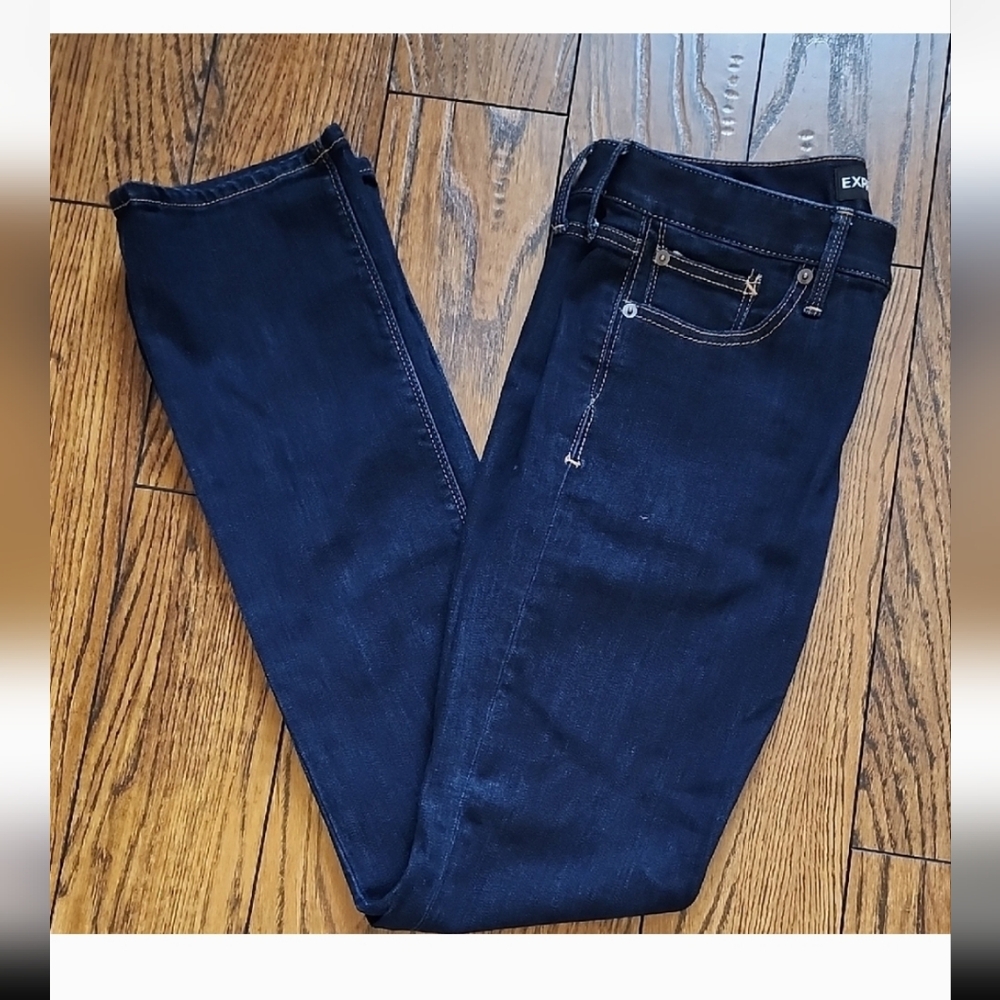 Express Low Rise Bootcut Jeans Size 4R Dark Wash Stretch Y2K Denim